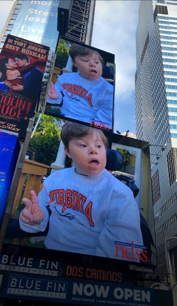 Alex in Times Square featured on the National Down Syndrome Society Facebook page
